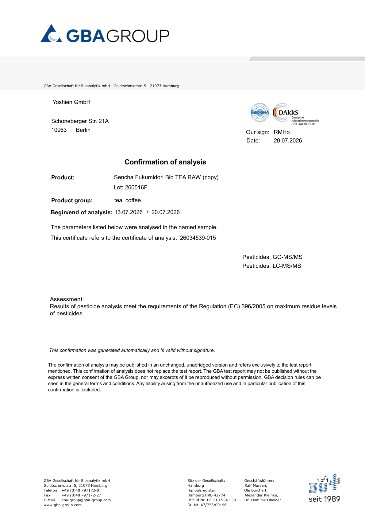 Résultats des tests
