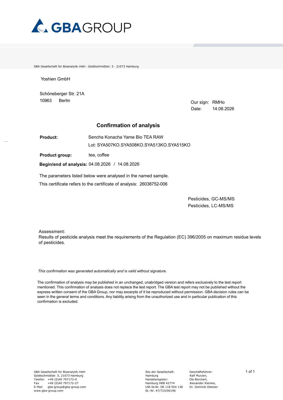 Résultats des tests