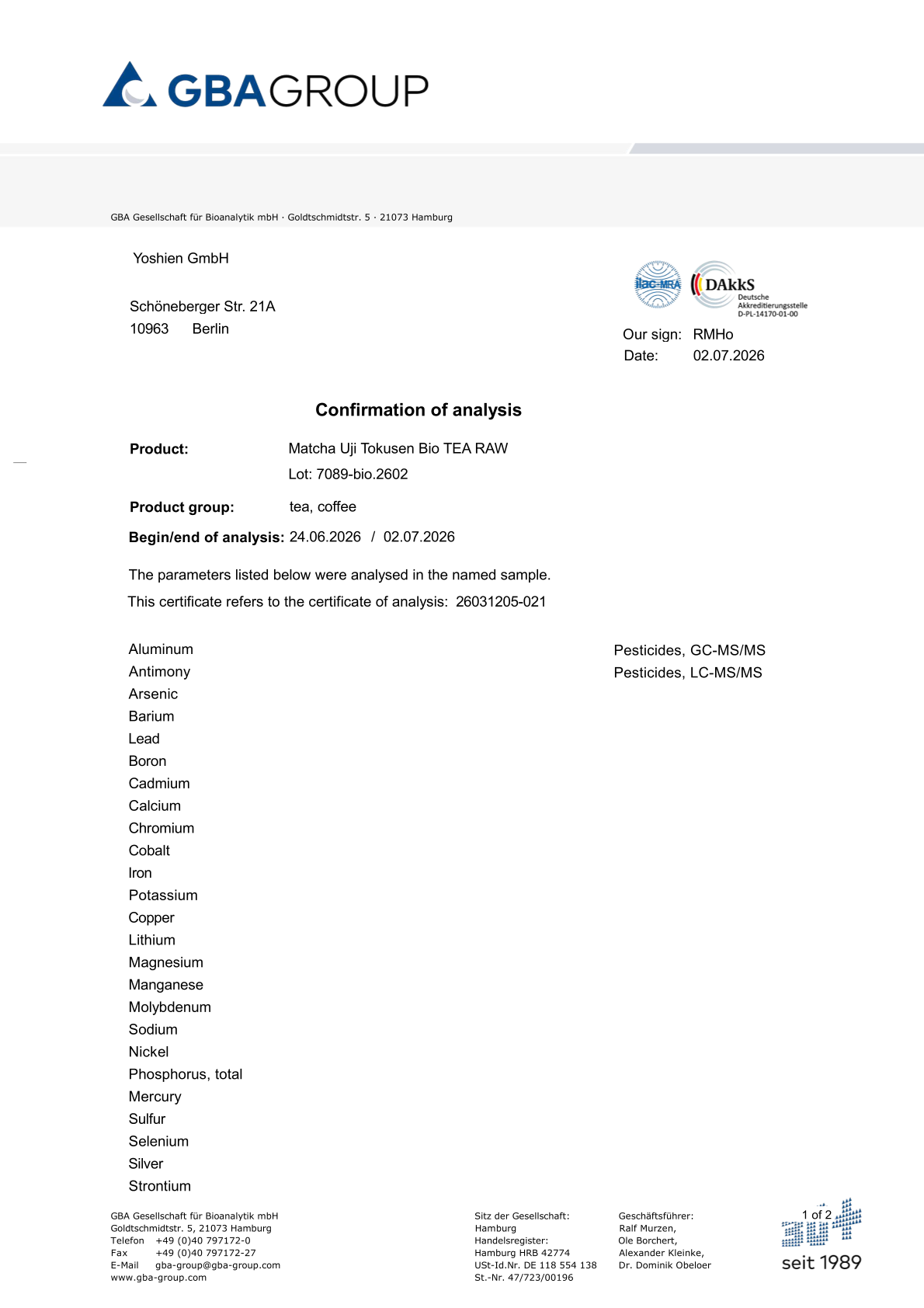 Résultats des tests